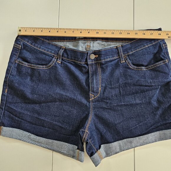Old Navy Shorts Women 16 Navy Blue Cotton Roll Hem Stretch Beach Hippie Cottage - Picture 4 of 15